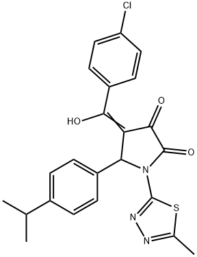 (4E)-4-[(4-chlorophenyl)-hydroxymethylidene]-1-(5-methyl-1,3,4-thiadiazol-2-yl)-5-(4-propan-2-ylphenyl)pyrrolidine-2,3-dione Struktur