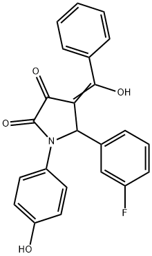 (4E)-5-(3-fluorophenyl)-1-(4-hydroxyphenyl)-4-[hydroxy(phenyl)methylidene]pyrrolidine-2,3-dione Structure