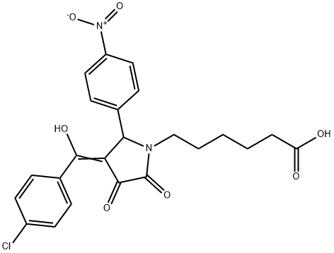 6-[(3E)-3-[(4-chlorophenyl)-hydroxymethylidene]-2-(4-nitrophenyl)-4,5-dioxopyrrolidin-1-yl]hexanoic acid Structure