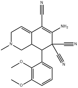 6-amino-8-(2,3-dimethoxyphenyl)-2-methyl-1,3,8,8a-tetrahydroisoquinoline-5,7,7-tricarbonitrile Struktur
