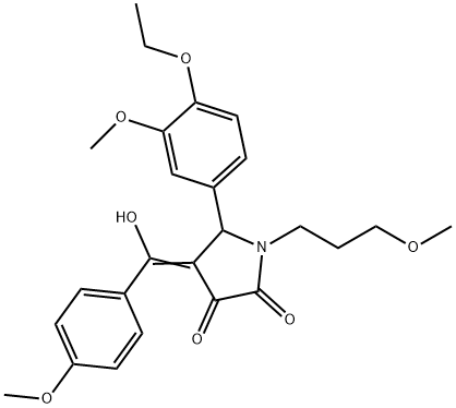 (4E)-5-(4-ethoxy-3-methoxyphenyl)-4-[hydroxy-(4-methoxyphenyl)methylidene]-1-(3-methoxypropyl)pyrrolidine-2,3-dione Structure