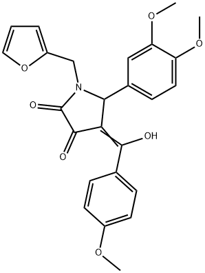 (4E)-5-(3,4-dimethoxyphenyl)-1-(furan-2-ylmethyl)-4-[hydroxy-(4-methoxyphenyl)methylidene]pyrrolidine-2,3-dione 结构式