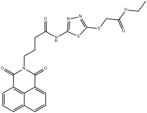 ethyl 2-[[5-[4-(1,3-dioxobenzo[de]isoquinolin-2-yl)butanoylamino]-1,3,4-thiadiazol-2-yl]sulfanyl]acetate Structure