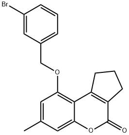 9-[(3-bromophenyl)methoxy]-7-methyl-2,3-dihydro-1H-cyclopenta[c]chromen-4-one 化学構造式