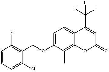 7-[(2-chloro-6-fluorophenyl)methoxy]-8-methyl-4-(trifluoromethyl)chromen-2-one Struktur