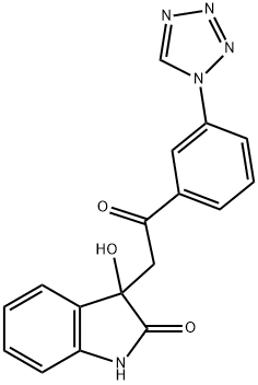 3-hydroxy-3-[2-oxo-2-[3-(tetrazol-1-yl)phenyl]ethyl]-1H-indol-2-one Structure