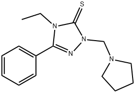 4-ethyl-5-phenyl-2-(pyrrolidin-1-ylmethyl)-1,2,4-triazole-3-thione Struktur