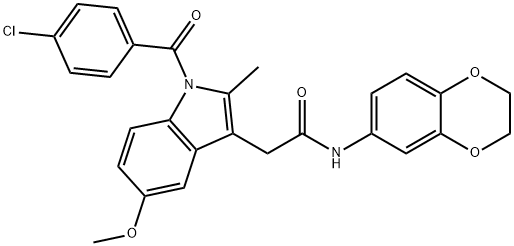 2-[1-(4-chlorobenzoyl)-5-methoxy-2-methylindol-3-yl]-N-(2,3-dihydro-1,4-benzodioxin-6-yl)acetamide Struktur