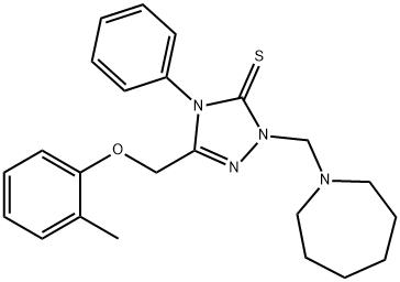 2-(azepan-1-ylmethyl)-5-[(2-methylphenoxy)methyl]-4-phenyl-1,2,4-triazole-3-thione Struktur
