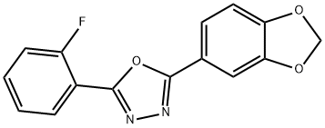 2-(1,3-BENZODIOXOL-5-YL)-5-(2-FLUOROPHENYL)-1,3,4-OXADIAZOLE, 69785-85-9, 结构式