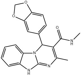 4-(1,3-benzodioxol-5-yl)-N,2-dimethyl-1,4-dihydropyrimido[1,2-a]benzimidazole-3-carboxamide 化学構造式