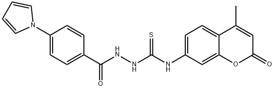 1-(4-methyl-2-oxochromen-7-yl)-3-[(4-pyrrol-1-ylbenzoyl)amino]thiourea Structure