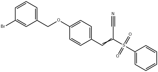 (E)-2-(benzenesulfonyl)-3-[4-[(3-bromophenyl)methoxy]phenyl]prop-2-enenitrile 结构式