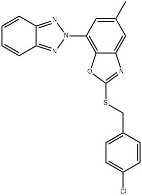 7-(benzotriazol-2-yl)-2-[(4-chlorophenyl)methylsulfanyl]-5-methyl-1,3-benzoxazole Struktur