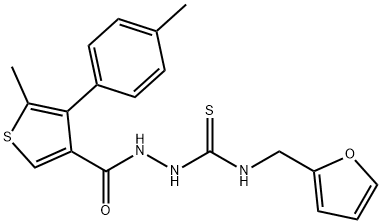 1-(furan-2-ylmethyl)-3-[[5-methyl-4-(4-methylphenyl)thiophene-3-carbonyl]amino]thiourea Structure