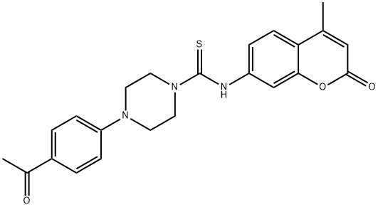 4-(4-acetylphenyl)-N-(4-methyl-2-oxochromen-7-yl)piperazine-1-carbothioamide Structure