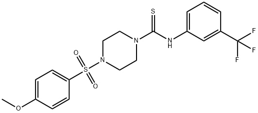 4-(4-methoxyphenyl)sulfonyl-N-[3-(trifluoromethyl)phenyl]piperazine-1-carbothioamide 化学構造式