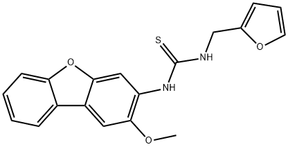 1-(furan-2-ylmethyl)-3-(2-methoxydibenzofuran-3-yl)thiourea Structure