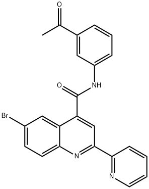 N-(3-acetylphenyl)-6-bromo-2-pyridin-2-ylquinoline-4-carboxamide 化学構造式