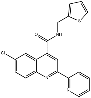 6-chloro-2-pyridin-2-yl-N-(thiophen-2-ylmethyl)quinoline-4-carboxamide Struktur