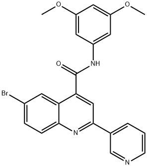 6-bromo-N-(3,5-dimethoxyphenyl)-2-pyridin-3-ylquinoline-4-carboxamide 化学構造式