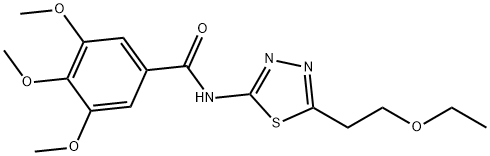 N-[5-(2-ethoxyethyl)-1,3,4-thiadiazol-2-yl]-3,4,5-trimethoxybenzamide 结构式