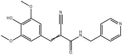 (E)-2-cyano-3-(4-hydroxy-3,5-dimethoxyphenyl)-N-(pyridin-4-ylmethyl)prop-2-enamide 结构式