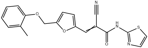 (Z)-2-cyano-3-[5-[(2-methylphenoxy)methyl]furan-2-yl]-N-(1,3-thiazol-2-yl)prop-2-enamide Structure