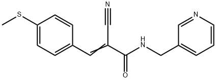 (E)-2-cyano-3-(4-methylsulfanylphenyl)-N-(pyridin-3-ylmethyl)prop-2-enamide 结构式