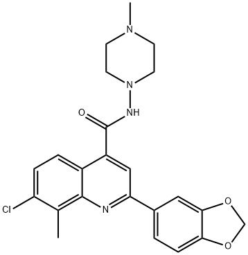 2-(1,3-benzodioxol-5-yl)-7-chloro-8-methyl-N-(4-methylpiperazin-1-yl)quinoline-4-carboxamide Structure