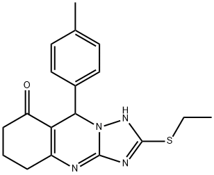 2-ethylsulfanyl-9-(4-methylphenyl)-5,6,7,9-tetrahydro-1H-[1,2,4]triazolo[5,1-b]quinazolin-8-one Structure