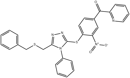 [4-[[5-(benzylsulfanylmethyl)-4-phenyl-1,2,4-triazol-3-yl]sulfanyl]-3-nitrophenyl]-pyridin-2-ylmethanone Structure