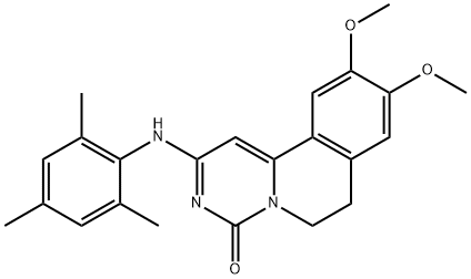 9,10-二甲氧基-2-(2,4,6-三甲基苯胺基)-6,7-嘧啶【6,1-A】异喹啉-4-酮, 76536-66-8, 结构式
