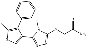 2-[[4-methyl-5-(5-methyl-4-phenylthiophen-3-yl)-1,2,4-triazol-3-yl]sulfanyl]acetamide Struktur