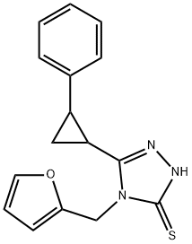 4-(furan-2-ylmethyl)-3-(2-phenylcyclopropyl)-1H-1,2,4-triazole-5-thione 化学構造式