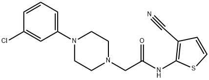 2-[4-(3-chlorophenyl)piperazin-1-yl]-N-(3-cyanothiophen-2-yl)acetamide Structure