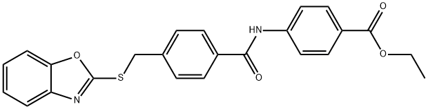 ethyl 4-[[4-(1,3-benzoxazol-2-ylsulfanylmethyl)benzoyl]amino]benzoate 化学構造式