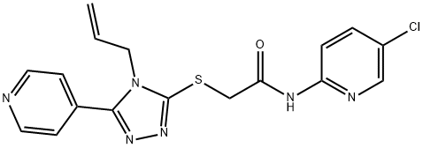 N-(5-chloropyridin-2-yl)-2-[(4-prop-2-enyl-5-pyridin-4-yl-1,2,4-triazol-3-yl)sulfanyl]acetamide,849615-18-5,结构式