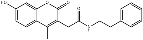 2-(7-hydroxy-4-methyl-2-oxochromen-3-yl)-N-(2-phenylethyl)acetamide 化学構造式