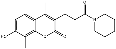 7-hydroxy-4,8-dimethyl-3-(3-oxo-3-piperidin-1-ylpropyl)chromen-2-one Struktur