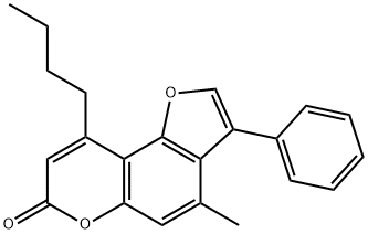 9-butyl-4-methyl-3-phenylfuro[2,3-f]chromen-7-one Struktur