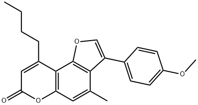 9-butyl-3-(4-methoxyphenyl)-4-methylfuro[2,3-f]chromen-7-one 化学構造式