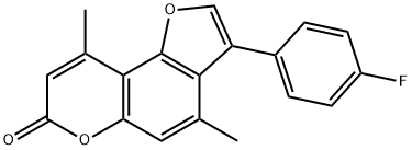 3-(4-fluorophenyl)-4,9-dimethylfuro[2,3-f]chromen-7-one Struktur