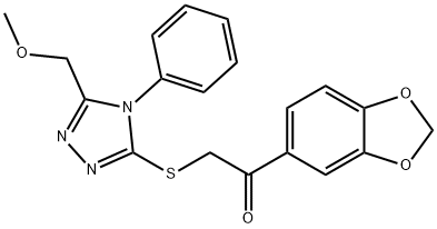 1-(1,3-benzodioxol-5-yl)-2-[[5-(methoxymethyl)-4-phenyl-1,2,4-triazol-3-yl]sulfanyl]ethanone 结构式