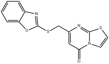 7-(1,3-benzoxazol-2-ylsulfanylmethyl)-[1,3]thiazolo[3,2-a]pyrimidin-5-one Struktur