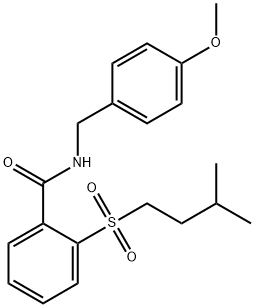 N-[(4-methoxyphenyl)methyl]-2-(3-methylbutylsulfonyl)benzamide Struktur