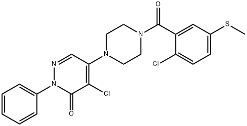 4-chloro-5-[4-(2-chloro-5-methylsulfanylbenzoyl)piperazin-1-yl]-2-phenylpyridazin-3-one,881585-27-9,结构式