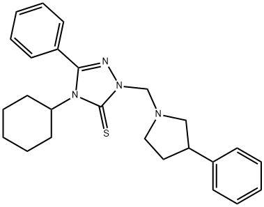 4-cyclohexyl-5-phenyl-2-[(3-phenylpyrrolidin-1-yl)methyl]-1,2,4-triazole-3-thione Struktur