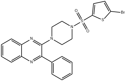 2-[4-(5-bromothiophen-2-yl)sulfonylpiperazin-1-yl]-3-phenylquinoxaline 化学構造式