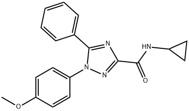 N-cyclopropyl-1-(4-methoxyphenyl)-5-phenyl-1,2,4-triazole-3-carboxamide Struktur